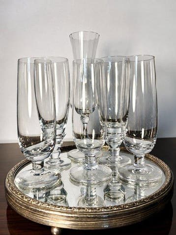 Daum Frères - Champagneglas (6) - Kristal, Antiek en Kunst