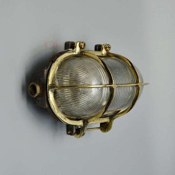 WISKA - Wandlamp - Messing, Glas - Industriële lamp, Antiek en Kunst