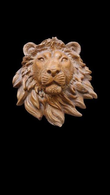 sculptuur, Decorazione Testa di Leone - 24 cm - Gegoten