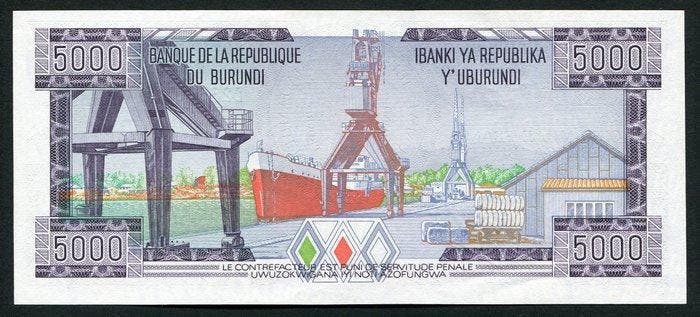 Burundi. - 5000 Francs 1994 - Pick 32d (Zonder minimumprijs), Postzegels en Munten, Bankbiljetten | Europa | Niet-Eurobiljetten