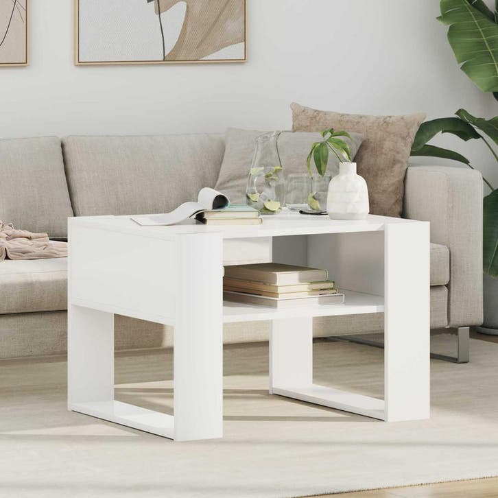 vidaXL Salontafel met opslag Wit 66 x 53 x 45 cm Bewerkt, Huis en Inrichting, Tafels | Salontafels, Nieuw, Verzenden
