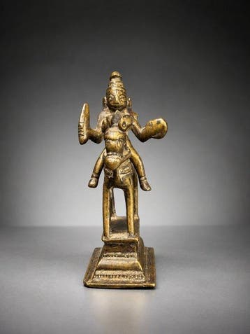 Beeld, Khandoba - 18th c. - Maharashtra - 13 cm - Brons, Antiek en Kunst