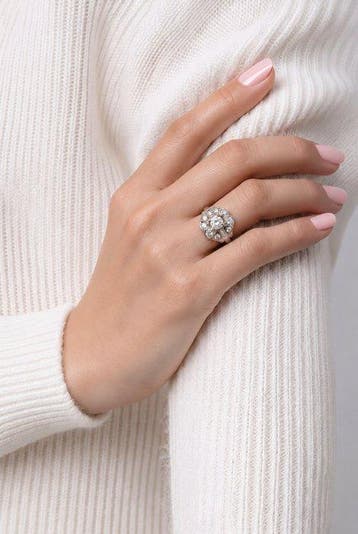 Bague Platine, Bague antique en diamant de 1,27 ct - 1.27ct., Handtassen en Accessoires, Nieuw
