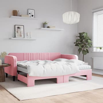 vidaXL Slaapbank onderschuifbed en matrassen 90x200 cm, Verzenden