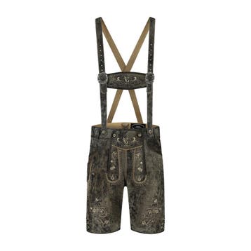 Lederhose kurz, grey vintage, H-Träger, Verzenden, Nieuw