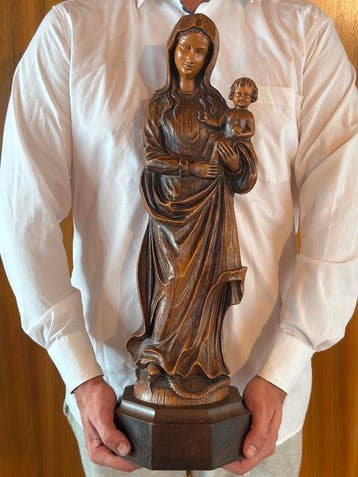 Sculpture, Madonna mit kind - 60 cm - Bois, Composite