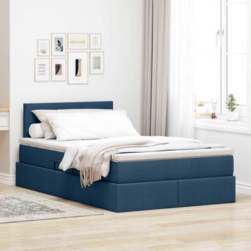 vidaXL Opbergbed met matras met matras Blauw 120 x 200 cm, Verzenden