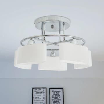 vidaXL Plafondlamp met ellipsvormige glazen kappen 5xE14, Verzenden, Nieuw
