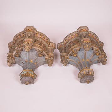 Consoles néogothiques, terracotta, XIXe siècle - Terre cuite