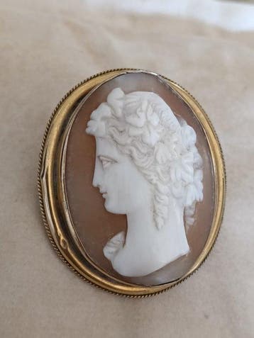 Cameo - 18 karaat Geel goud - Oud cameo/speld van goud, Handtassen en Accessoires