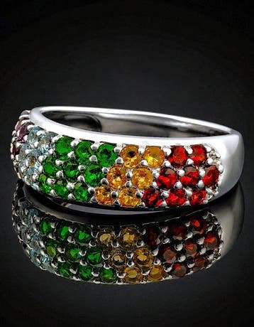 Regenboog-edelsteenring - 925 sterlingzilver - Amethist