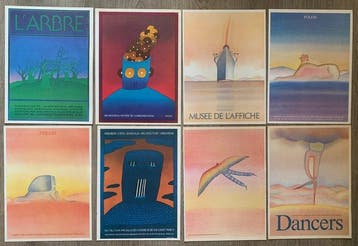 Jean Michel Folon - 8 Poster – Serie completa – Surrealismo