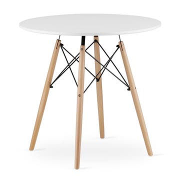 Eettafel 80cm Wit/Beuken | Retour deal, sla toe!, Huis en Inrichting, Tafels | Eettafels, Gebruikt, 50 tot 100 cm, Verzenden, Rond