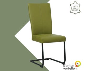 Leren eetkamerstoel Dry - Toledo Apple Green (groen) -, Huis en Inrichting, Overige kleuren, Nieuw, Leer, Ophalen of Verzenden
