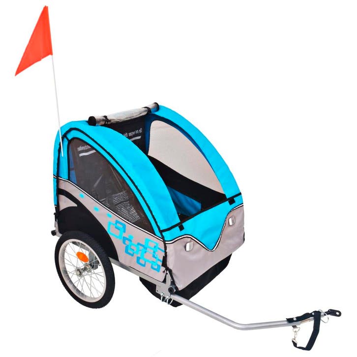 vidaXL Fietstrailer 30 kg grijs en blauw, Vélos & Vélomoteurs, Accessoires vélo | Remorques, Envoi