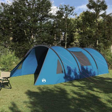 vidaXL Tunnel Tent 5-Persoon 5-persoons Blauw en Grijs, Caravanes & Camping, Verzenden