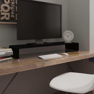 vidaXL TV-meubel/monitorverhoger zwart 100x30x13 cm glas, Verzenden