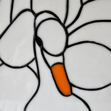 Glas-in-loodraam - Stained-glass window hanger Zwaan -, Antiek en Kunst