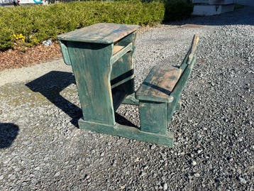 Bureau - Hout - Vintage groene bureau, Antiek en Kunst