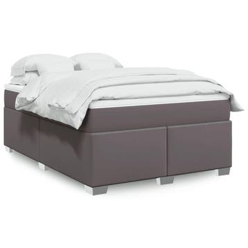vidaXL Boxspring met matras kunstleer grijs 140x200 cm, Verzenden