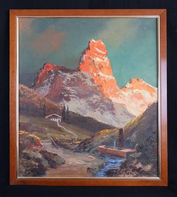 Hans Kaluske (1915-?) - Alpenglühen, Cima della Pala,