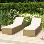 vidaXL Ligbed poly rattan bruin en crèmewit, Verzenden