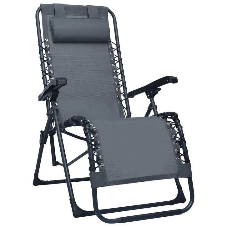 vidaXL Terrasstoel inklapbaar textileen grijs, Jardin & Terrasse, Chaises longues, Envoi