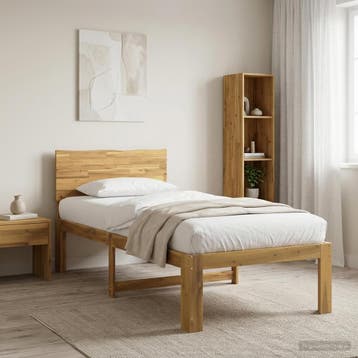 vidaXL Eenpersoonsbed met hoofdbord ROSTOCK Wit 90 x 190 cm, Verzenden