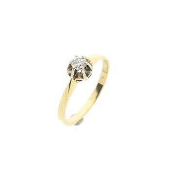 Desiree gouden solitair ring met diamant; 0,14 ct., Gebruikt, Ophalen of Verzenden, Kleiner dan 17, Met edelsteen