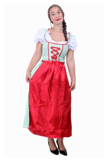 Lange Dirndl Tiroler Jurk Heidi Rood Groen 34 XS Oktoberfest, Ophalen of Verzenden, Nieuw