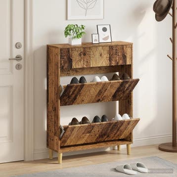 vidaXL Schoenenkast DELFT 78 x 24 x 103 cm Bewerkt hout Oud, Verzenden