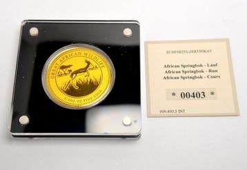 Afrika. Medal Great African Wildlife - Springbok - 1/200oz