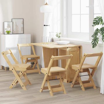 vidaXL Klapstoelen 4 stuks Corona Waxbruin Massief, Huis en Inrichting, Verzenden, Nieuw