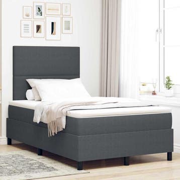 vidaXL Boxspring bed Donkergrijs en Wit 120 x 190 cm, Verzenden, Nieuw