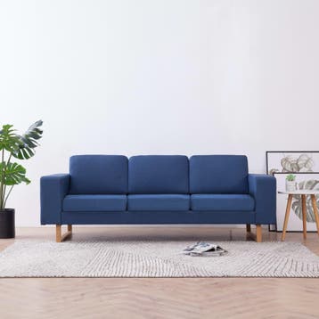 vidaXL Driezitsbank / zetel stof blauw, Verzenden