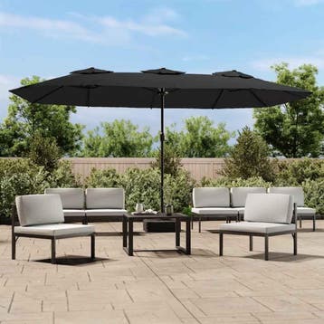 vidaXL Parasol dubbel dak 449x265 cm zwart, Tuin en Terras, Verzenden, Nieuw