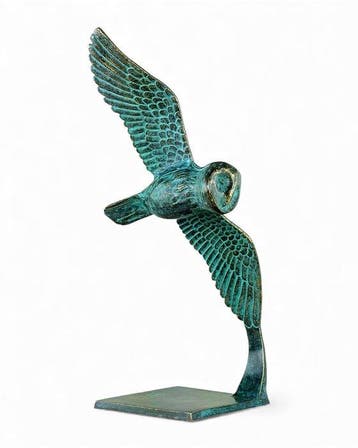 Ben Wouters (XX) - Sculpture, Flying Owl - 53 cm - Bronze, Antiquités & Art