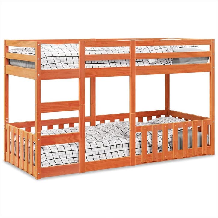 vidaXL Stapelbed massief grenenhout wasbruin 90x200 cm, Maison & Meubles, Chambre à coucher | Lits, Envoi