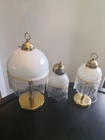 Lamp (3) - Messing, Glas - Vintege lampen