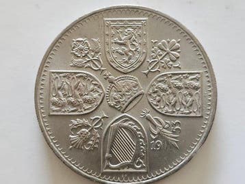 Verenigd Koninkrijk. Isabel II. 5 Shillings 1953 (Zonder