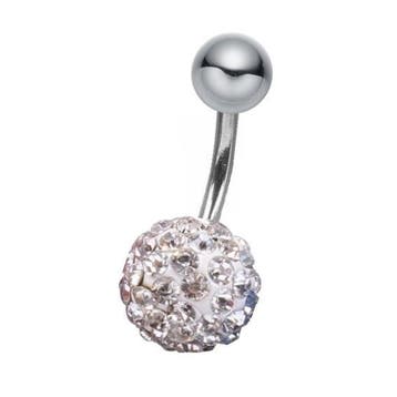 Fako Bijoux - Navelpiercing - Disco Dots - 8mm - Wit, Handtassen en Accessoires, Piercings, Verzenden, Nieuw