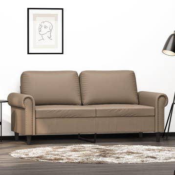 vidaXL Tweezitsbank 140 cm kunstleer cappuccinokleurig, Verzenden, Nieuw