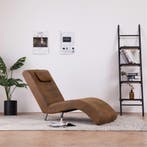 vidaXL Chaise longue met kussen kunstsuède bruin, Verzenden, Nieuw