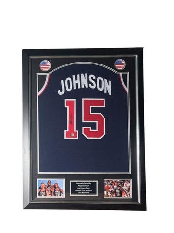 Team USA - NBA - Magic Johnson Singed - Premium Frame -, Nieuw