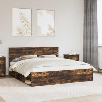 vidaXL Bedframe Rook Eiken 180 x 200 cm Massief grenenhout, Verzenden, Nieuw