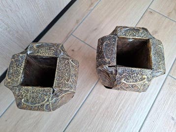 Vaas (2) - Brons - Dinanterie zeer oud, Antiek en Kunst