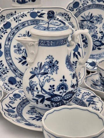 Hutschenreuther – Kaffee-Service – Porzellan mit blauem
