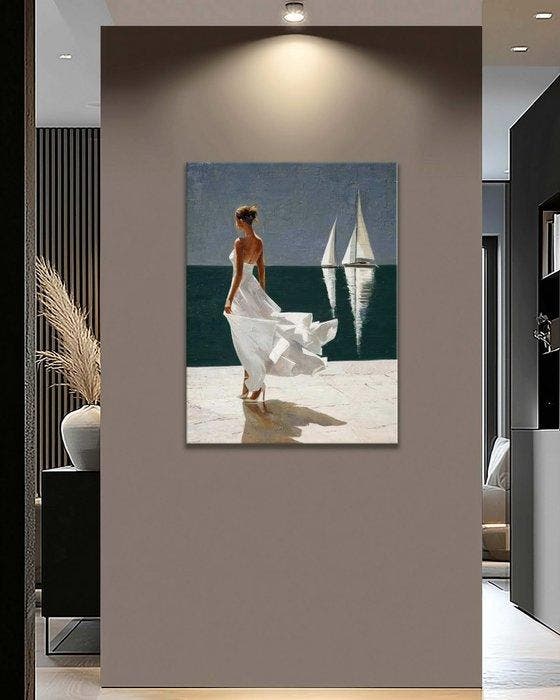 Pippo - Waiting on the Tide, Antiek en Kunst, Kunst | Schilderijen | Modern