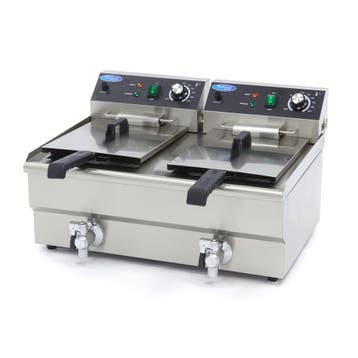 Friteuse - 2 x 13 L - 2 paniers - avec robinet de vidange, 4 litres ou plus, Verzenden, Neuf, Friteuse duo