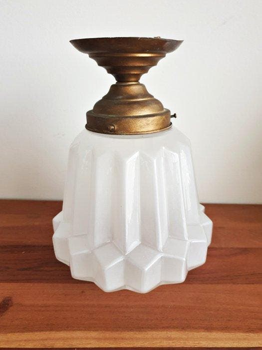 Lamp - Opaline glas - Skyscraper plafonnière, Antiquités & Art, Art | Objets design